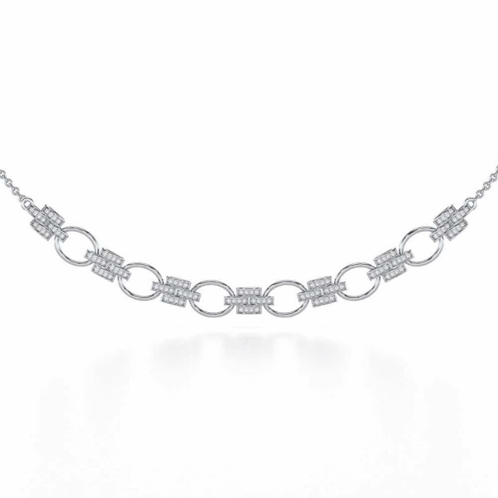 Regal Lace Silver Necklace - White Gold - Image 1