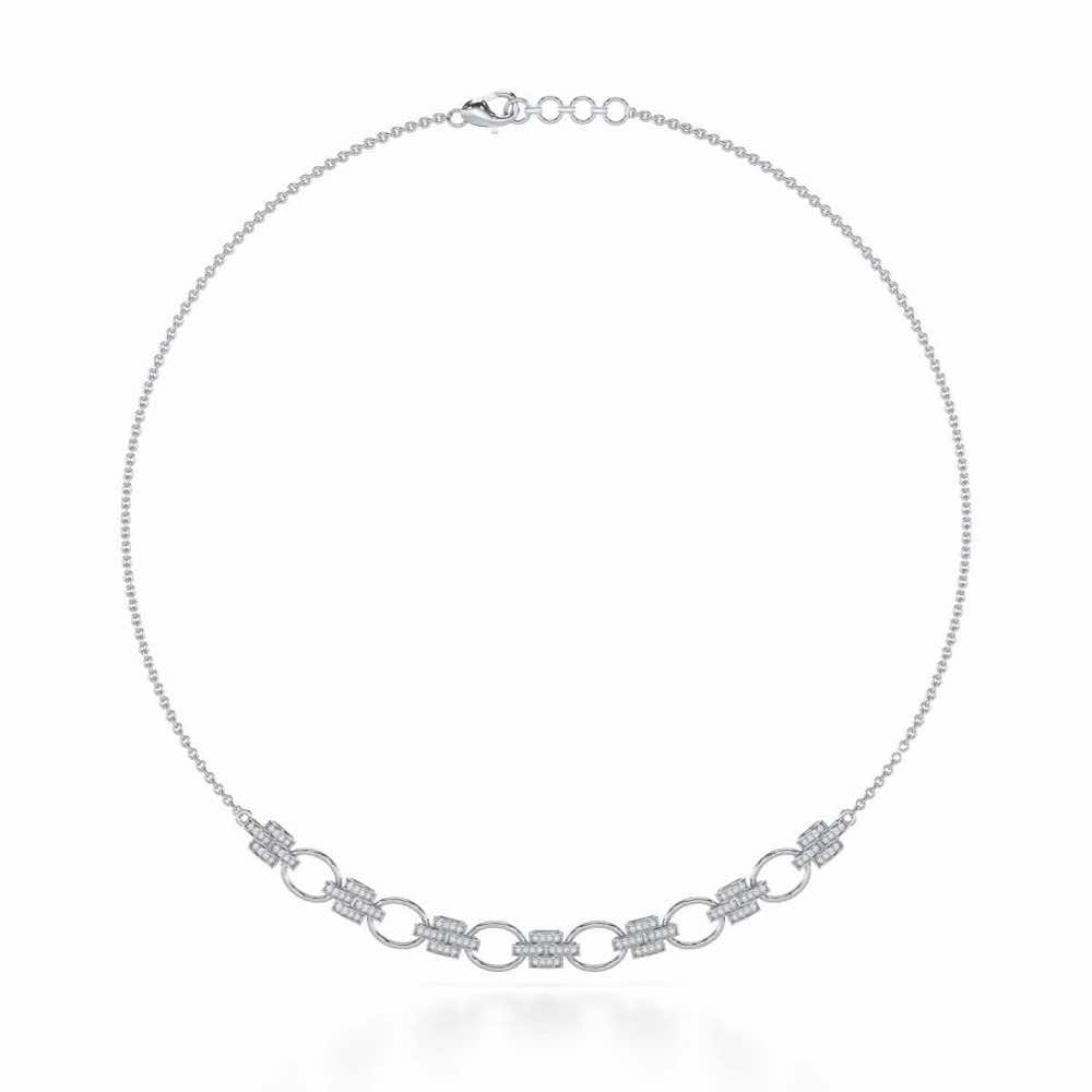 Regal Lace Silver Necklace - White Gold - Image 2