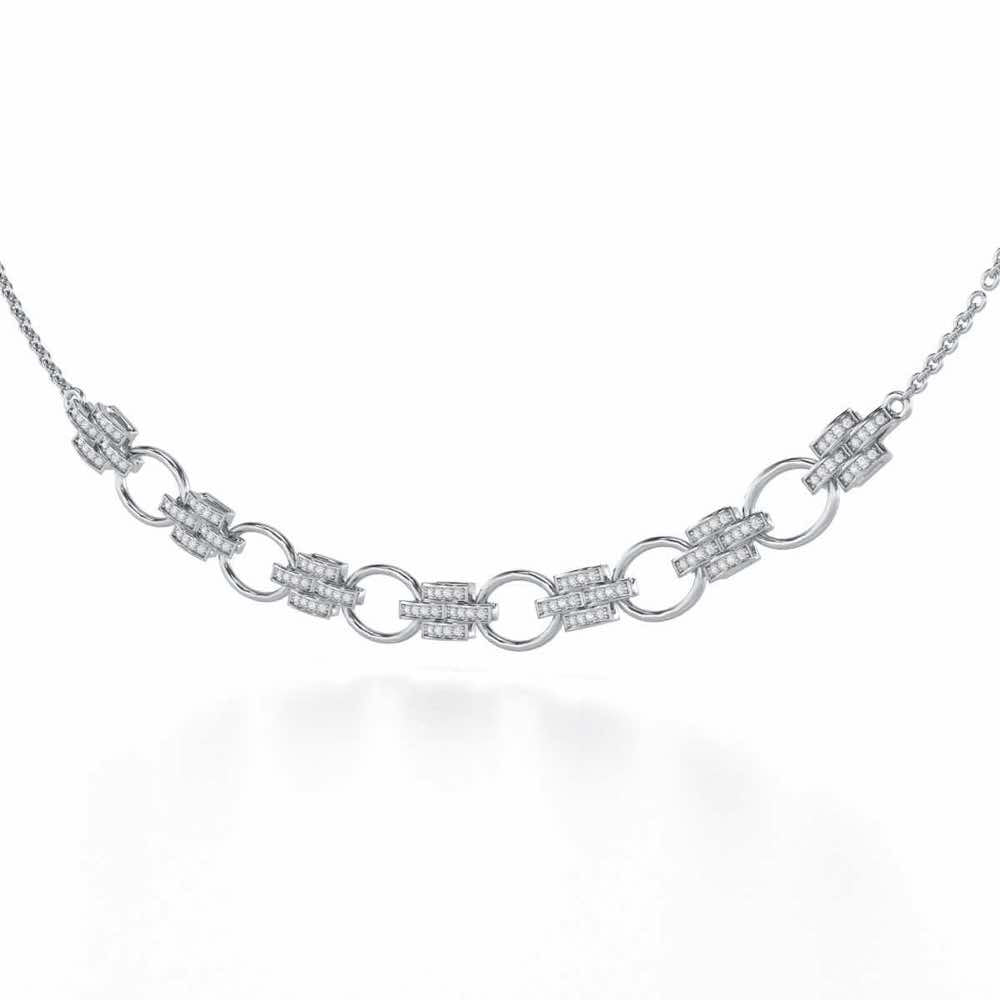 Regal Lace Silver Necklace - White Gold - Image 3