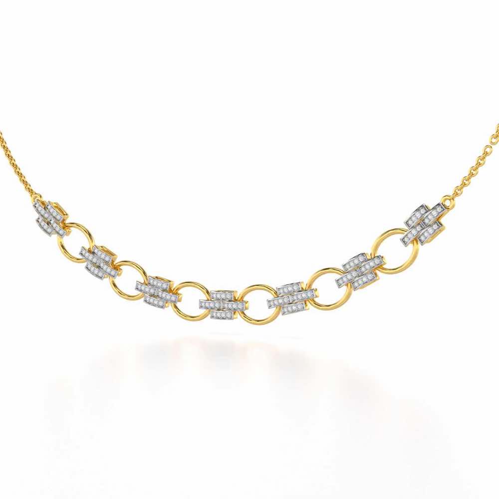 Regal Lace Silver Necklace - Yellow Gold - Image 3