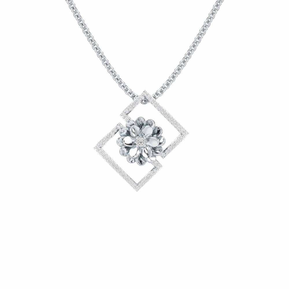 Regal Opulence Silver Pendant - White Gold - Image 1