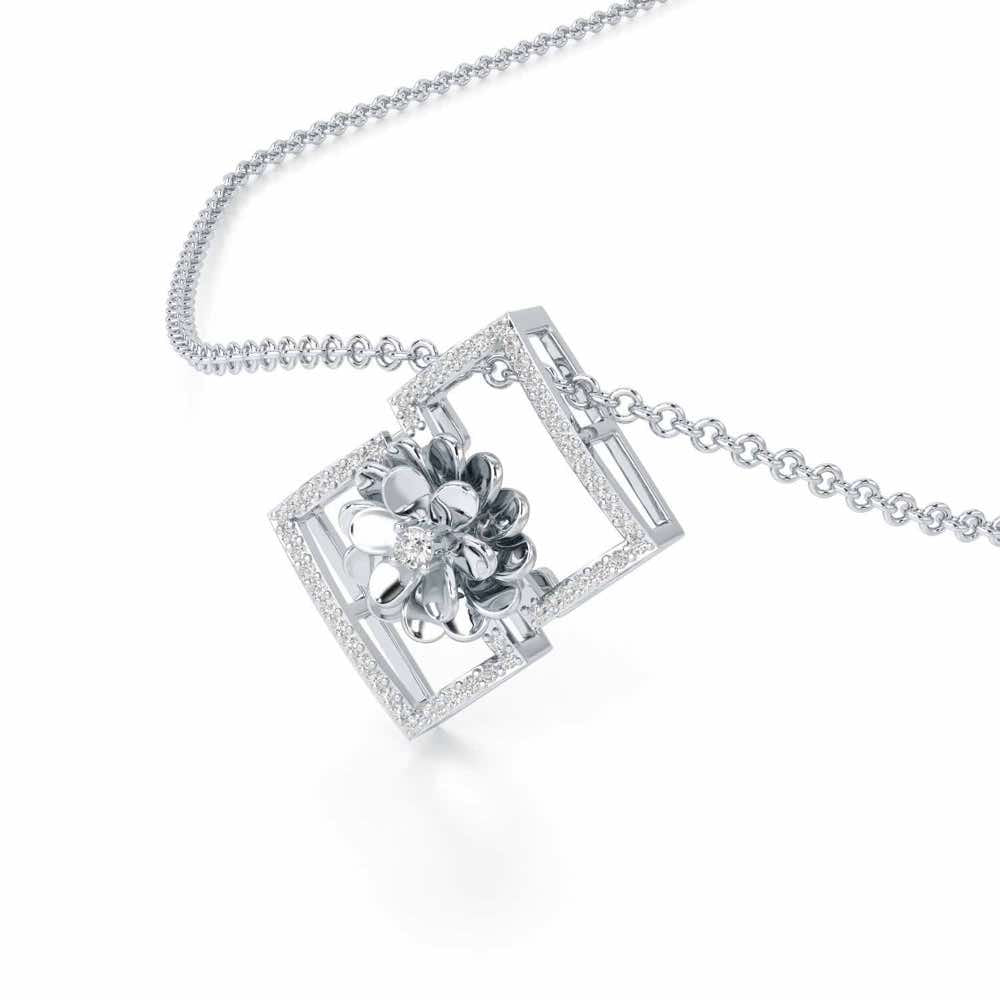 Regal Opulence Silver Pendant - White Gold - Image 2
