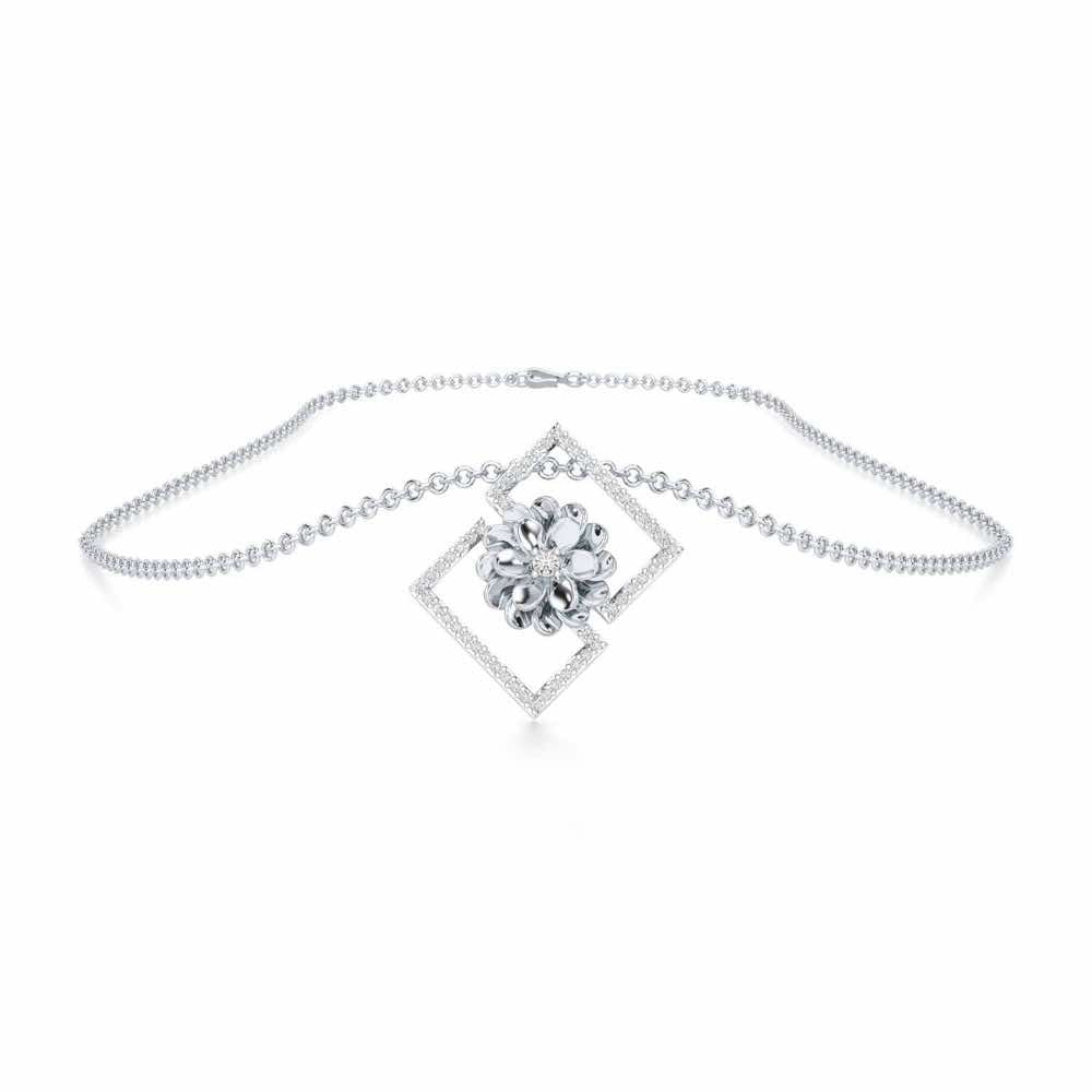 Regal Opulence Silver Pendant - White Gold - Image 3