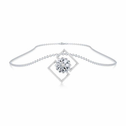 Regal Opulence Silver Pendant - White Gold - Image 3