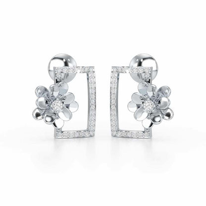 Regal Opulence Silver Stud Earrings - White Gold - Image 2
