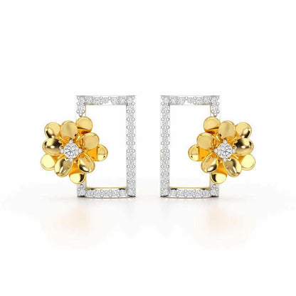 Regal Opulence Silver Stud Earrings - Yellow Gold - Image 1