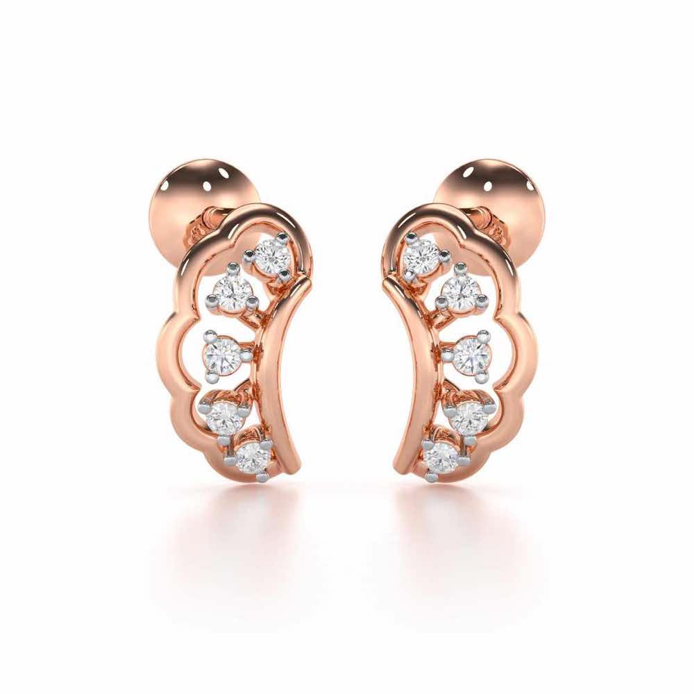 Regal Rapture Silver Stud Earrings - Rose Gold - Image 1