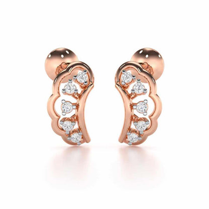 Regal Rapture Silver Stud Earrings - Rose Gold - Image 1