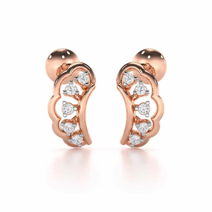 Regal Rapture Silver Stud Earrings - Rose Gold - Image 1