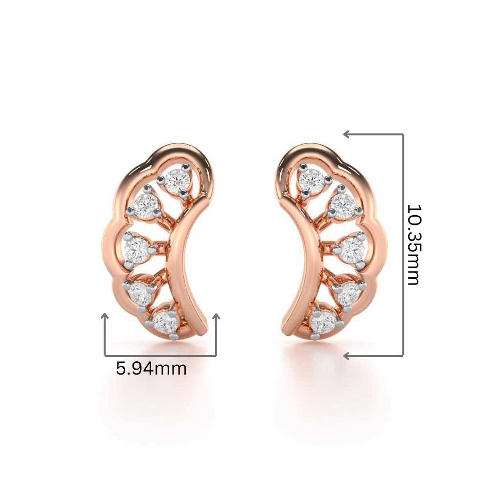 Regal Rapture Silver Stud Earrings - Rose Gold - Image 2