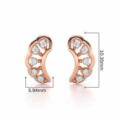Regal Rapture Silver Stud Earrings - Rose Gold - Image 2