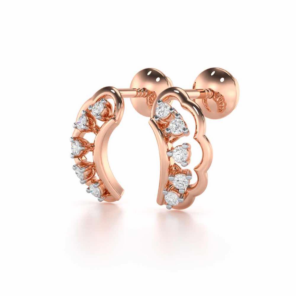 Regal Rapture Silver Stud Earrings - Rose Gold - Image 3