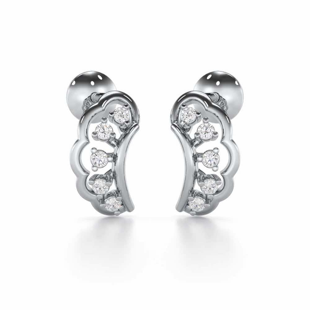 Regal Rapture Silver Stud Earrings - White Gold - Image 1