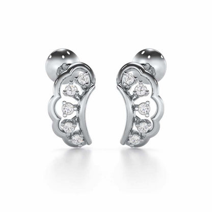 Regal Rapture Silver Stud Earrings - White Gold - Image 1