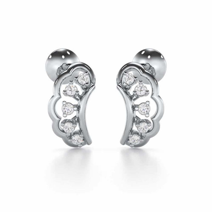 Regal Rapture Silver Stud Earrings - White Gold - Image 1