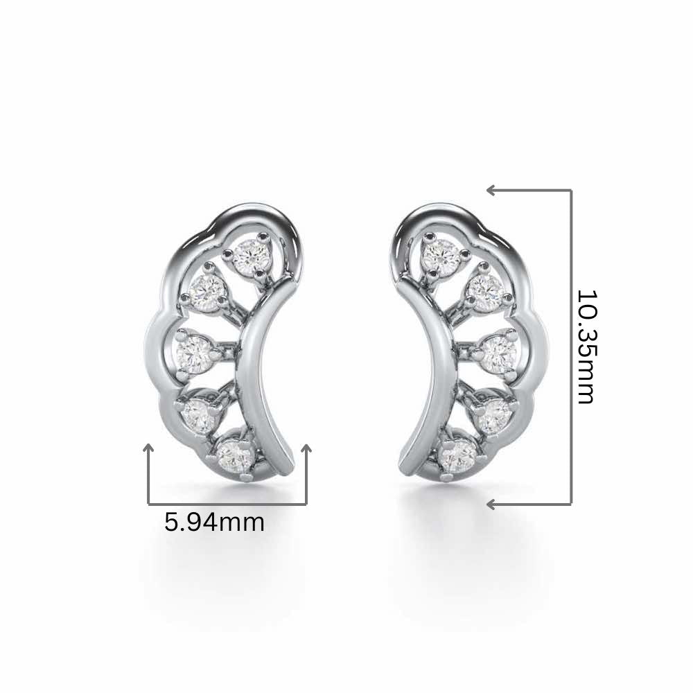 Regal Rapture Silver Stud Earrings - White Gold - Image 2