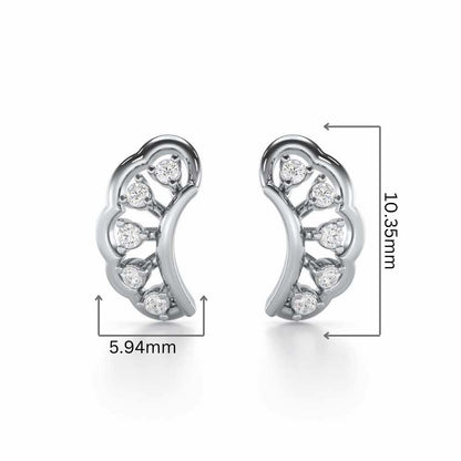 Regal Rapture Silver Stud Earrings - White Gold - Image 2