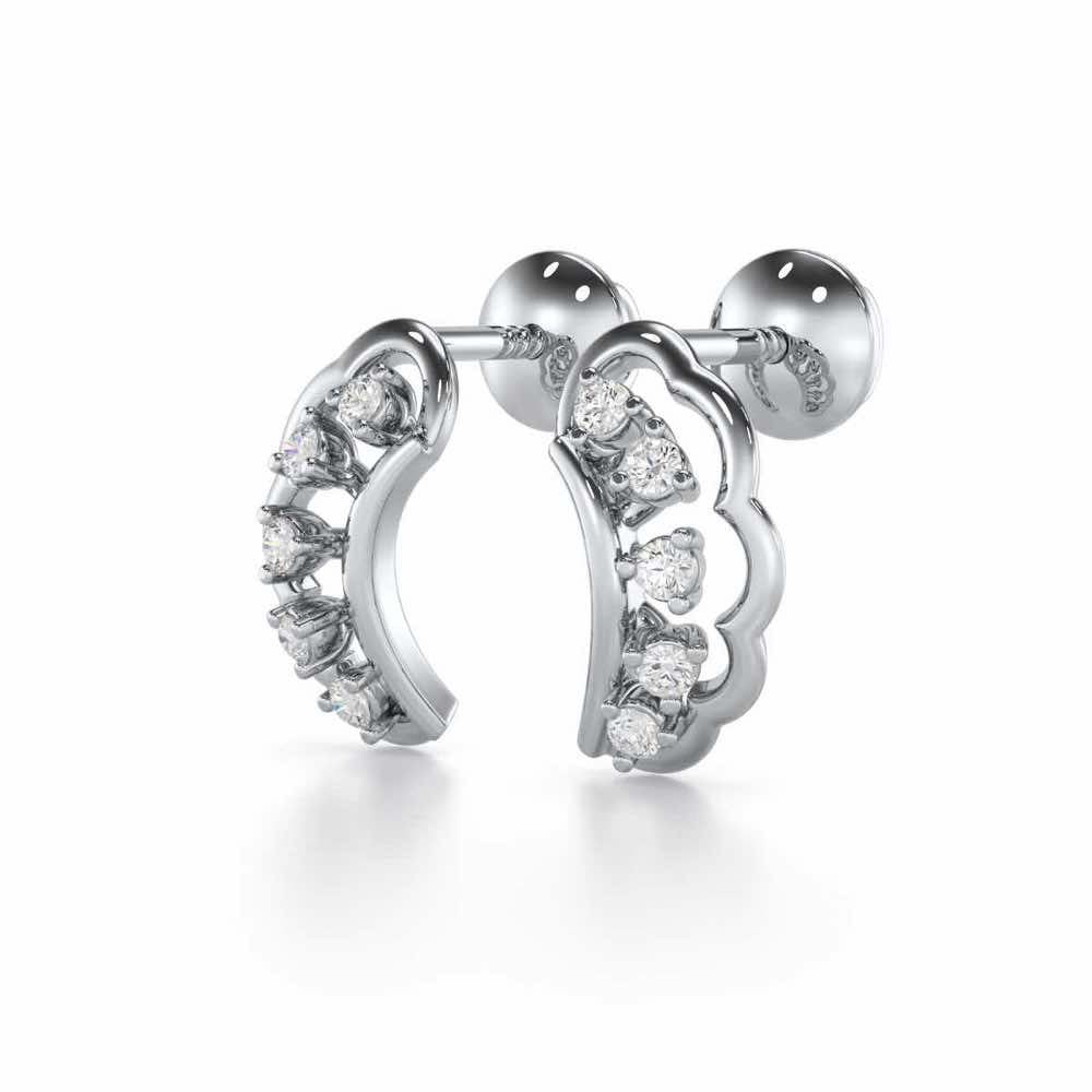 Regal Rapture Silver Stud Earrings - White Gold - Image 3