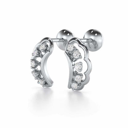 Regal Rapture Silver Stud Earrings - White Gold - Image 3