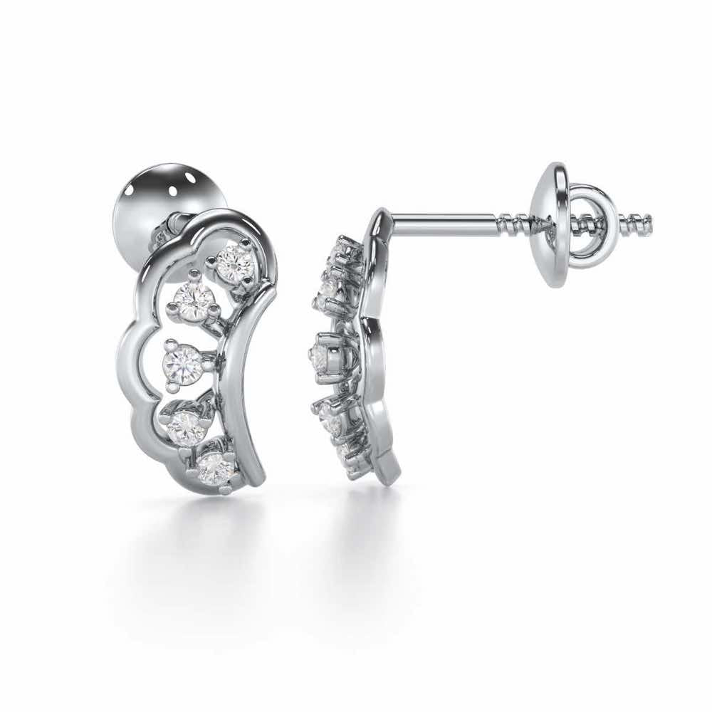 Regal Rapture Silver Stud Earrings - White Gold - Image 4