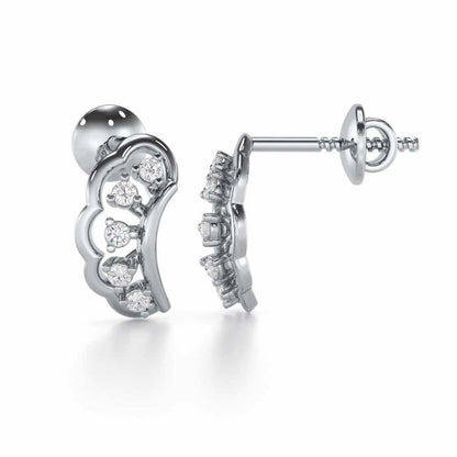 Regal Rapture Silver Stud Earrings - White Gold - Image 4