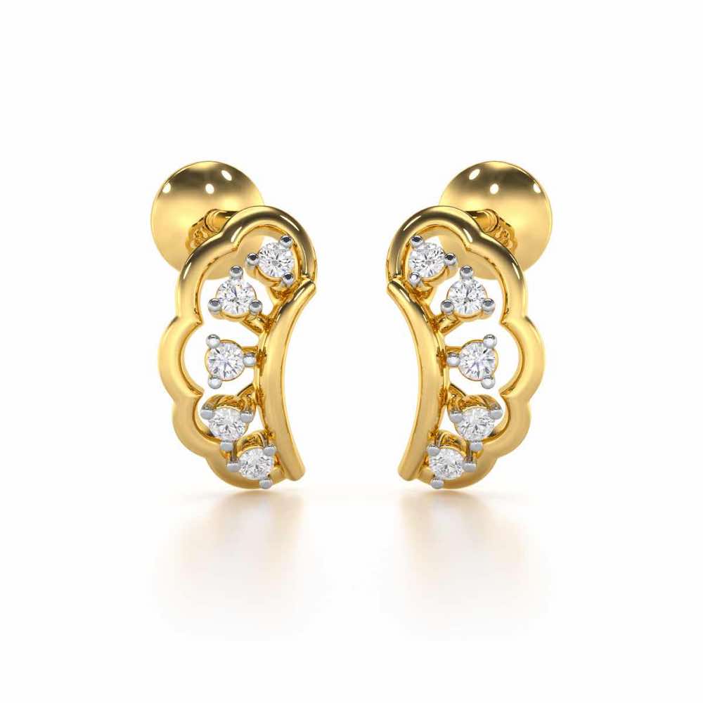 Regal Rapture Silver Stud Earrings - Yellow Gold - Image 1