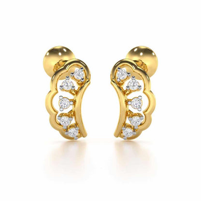 Regal Rapture Silver Stud Earrings - Yellow Gold - Image 1