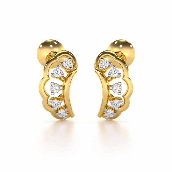 Regal Rapture Silver Stud Earrings - Yellow Gold - Image 1