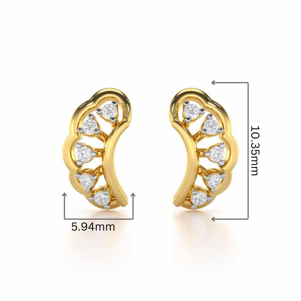 Regal Rapture Silver Stud Earrings - Yellow Gold - Image 2