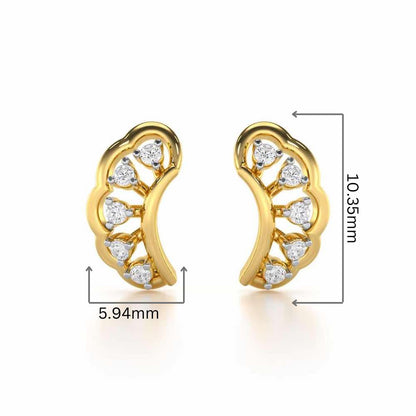 Regal Rapture Silver Stud Earrings - Yellow Gold - Image 2