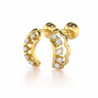 Regal Rapture Silver Stud Earrings - Yellow Gold - Image 3
