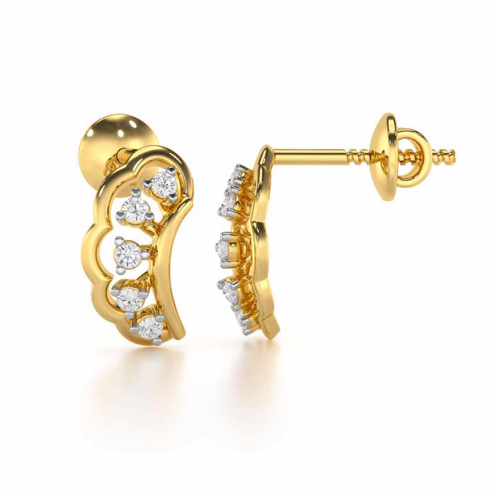 Regal Rapture Silver Stud Earrings - Yellow Gold - Image 4