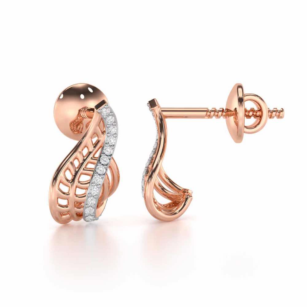 Regal Reflections Silver Stud Earrings - Rose Gold - Image 4