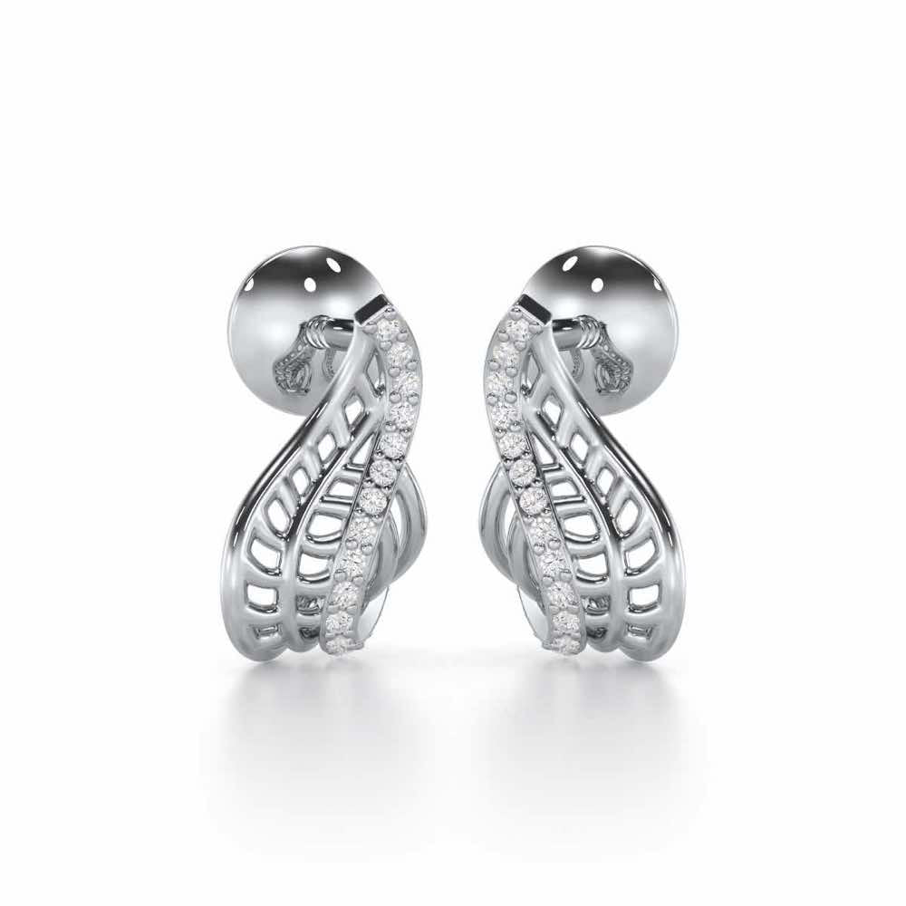 Regal Reflections Silver Stud Earrings - White Gold - Image 1