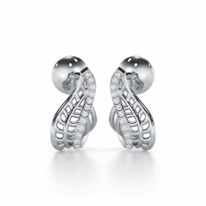 Regal Reflections Silver Stud Earrings - White Gold - Image 1