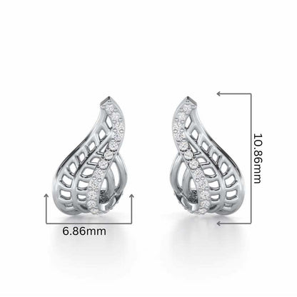 Regal Reflections Silver Stud Earrings - White Gold - Image 2