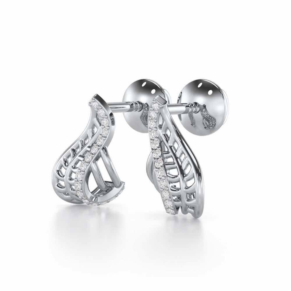 Regal Reflections Silver Stud Earrings - White Gold - Image 3