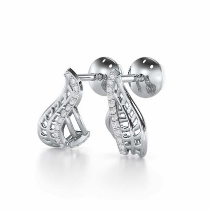 Regal Reflections Silver Stud Earrings - White Gold - Image 3