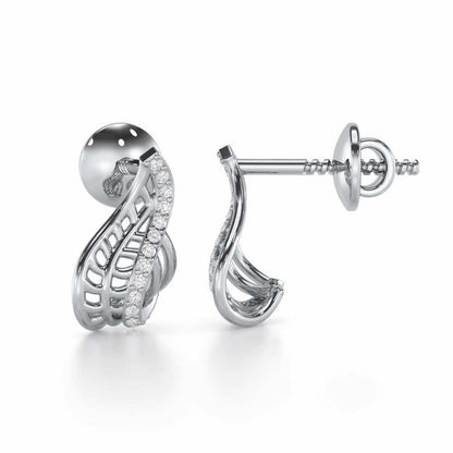 Regal Reflections Silver Stud Earrings - White Gold - Image 4