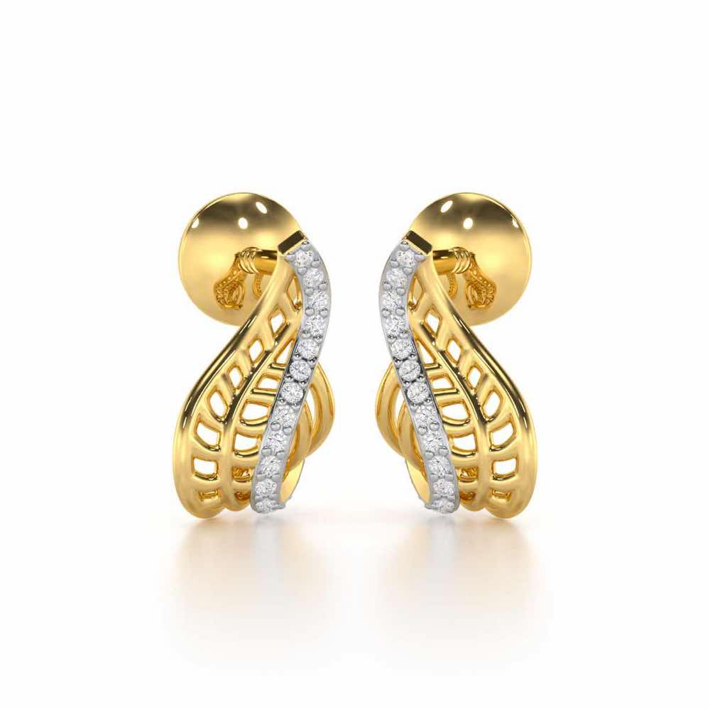 Regal Reflections Silver Stud Earrings - Yellow Gold - Image 1