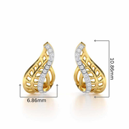 Regal Reflections Silver Stud Earrings - Yellow Gold - Image 2