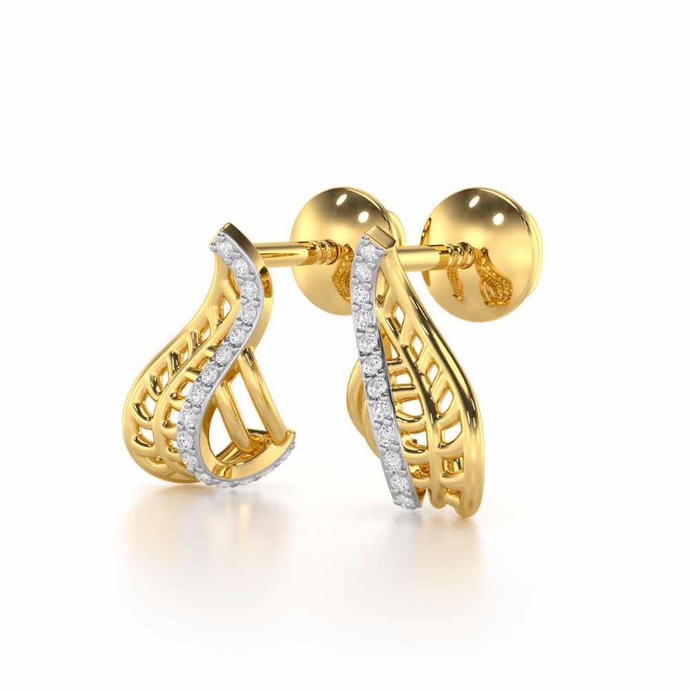 Regal Reflections Silver Stud Earrings - Yellow Gold - Image 3