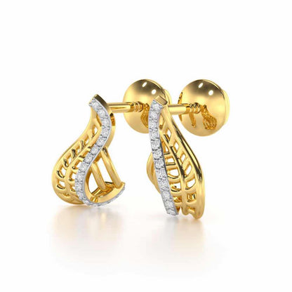 Regal Reflections Silver Stud Earrings - Yellow Gold - Image 3