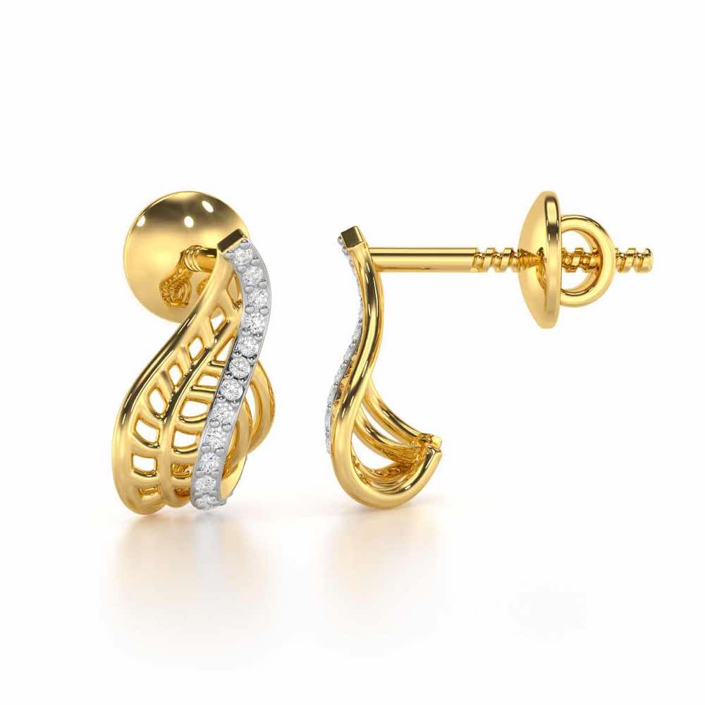 Regal Reflections Silver Stud Earrings - Yellow Gold - Image 4