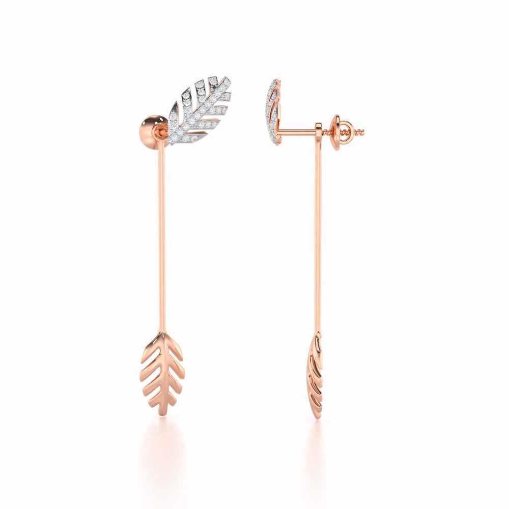 Regal Resplendence Silver Drop Earrings - Rose Gold - Image 4