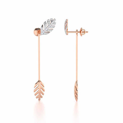 Regal Resplendence Silver Drop Earrings - Rose Gold - Image 4