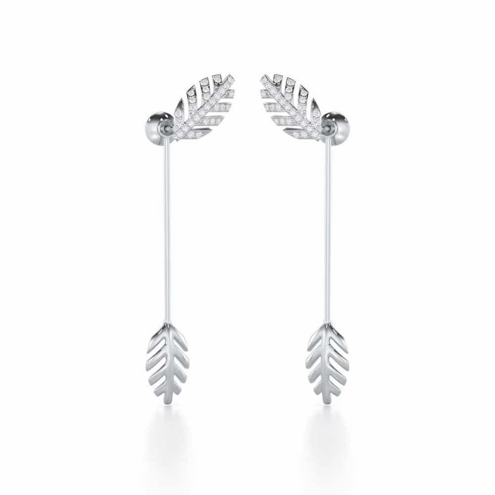 Regal Resplendence Silver Drop Earrings - White Gold - Image 1