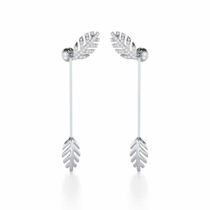 Regal Resplendence Silver Drop Earrings - White Gold - Image 1