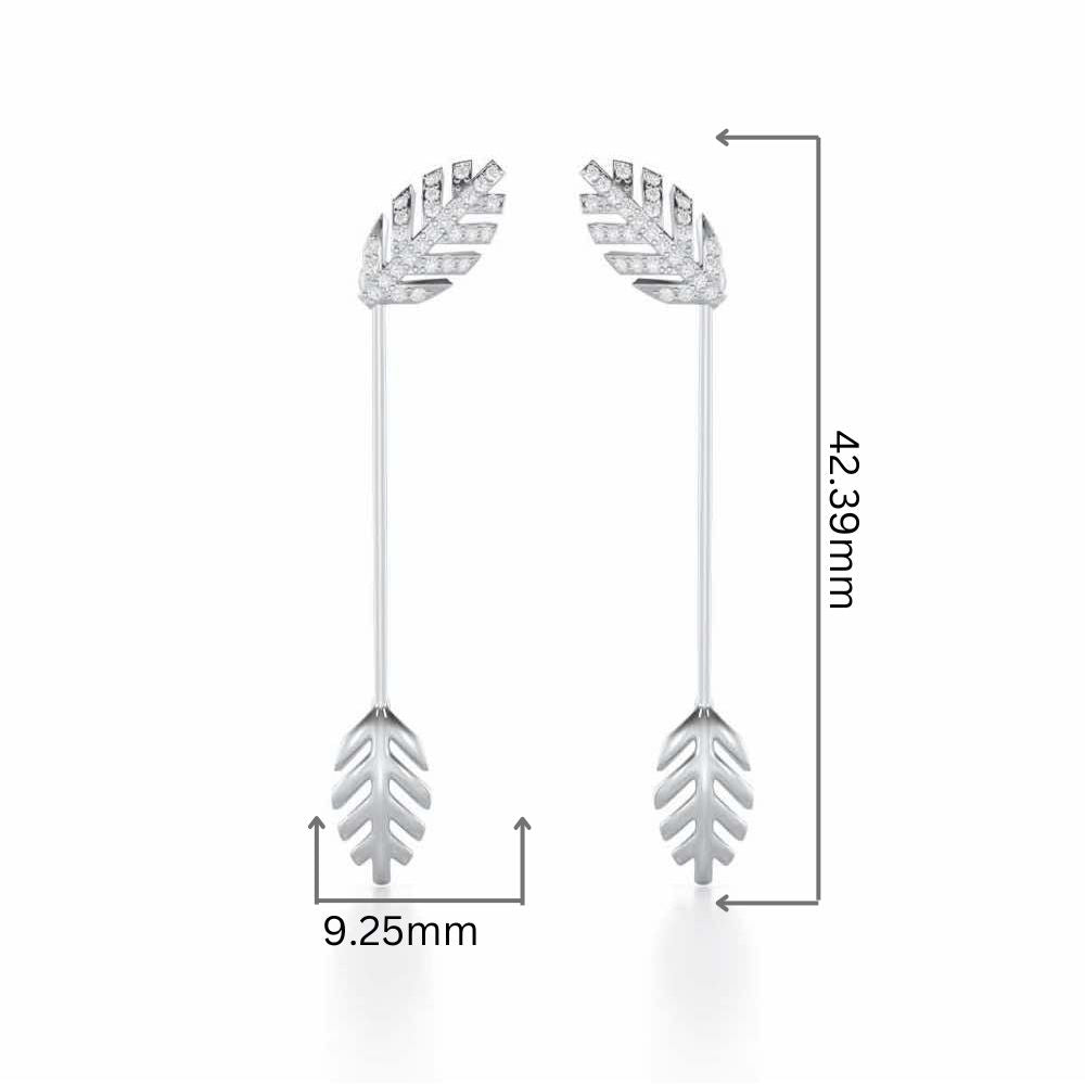 Regal Resplendence Silver Drop Earrings - White Gold - Image 2