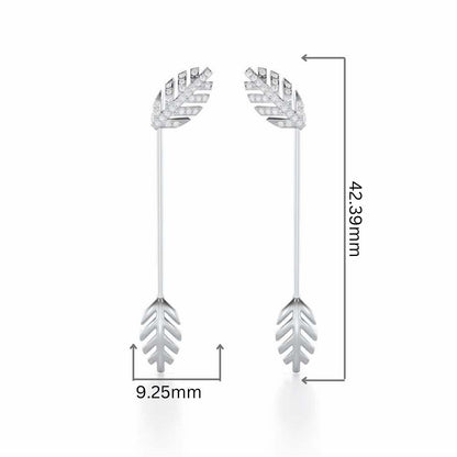 Regal Resplendence Silver Drop Earrings - White Gold - Image 2